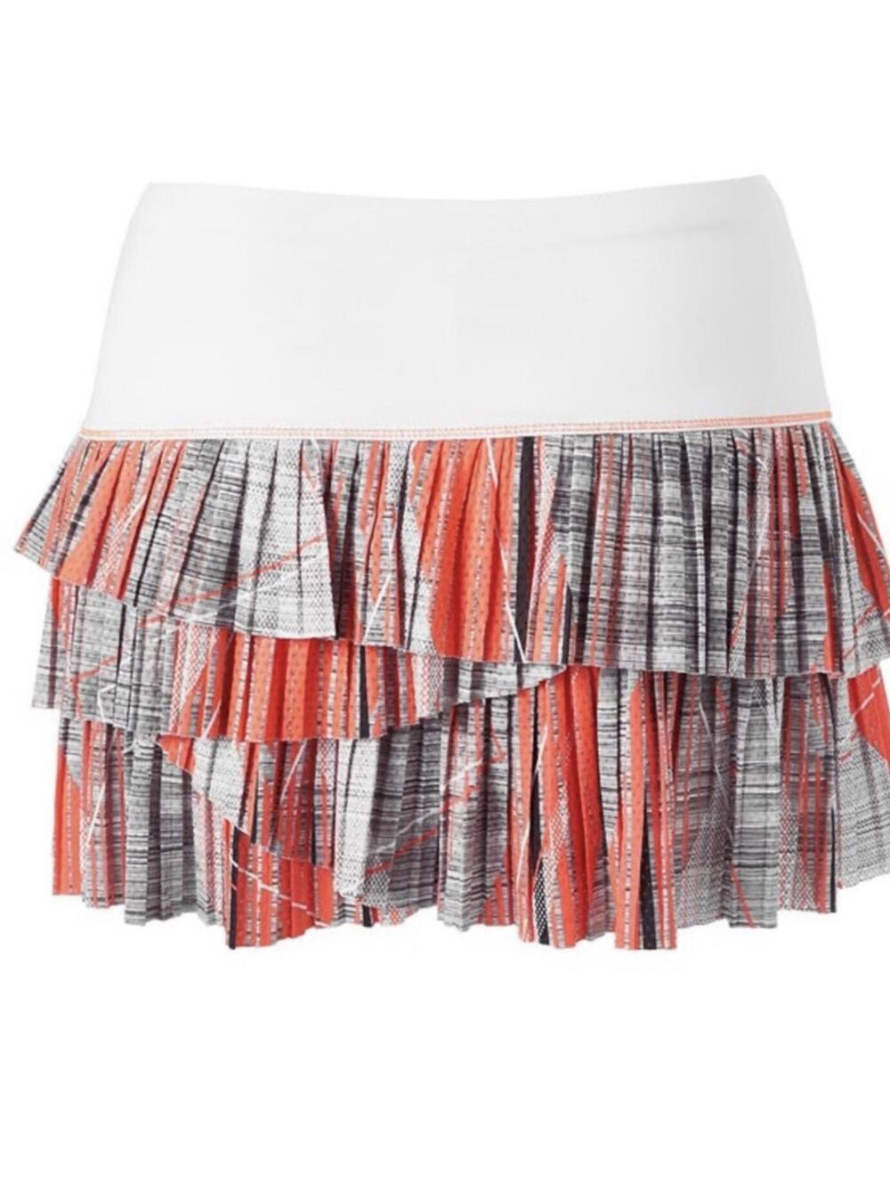 New Lucky In Love Orange White & Black Tennis Pickleball Skirt Skort SZ Small